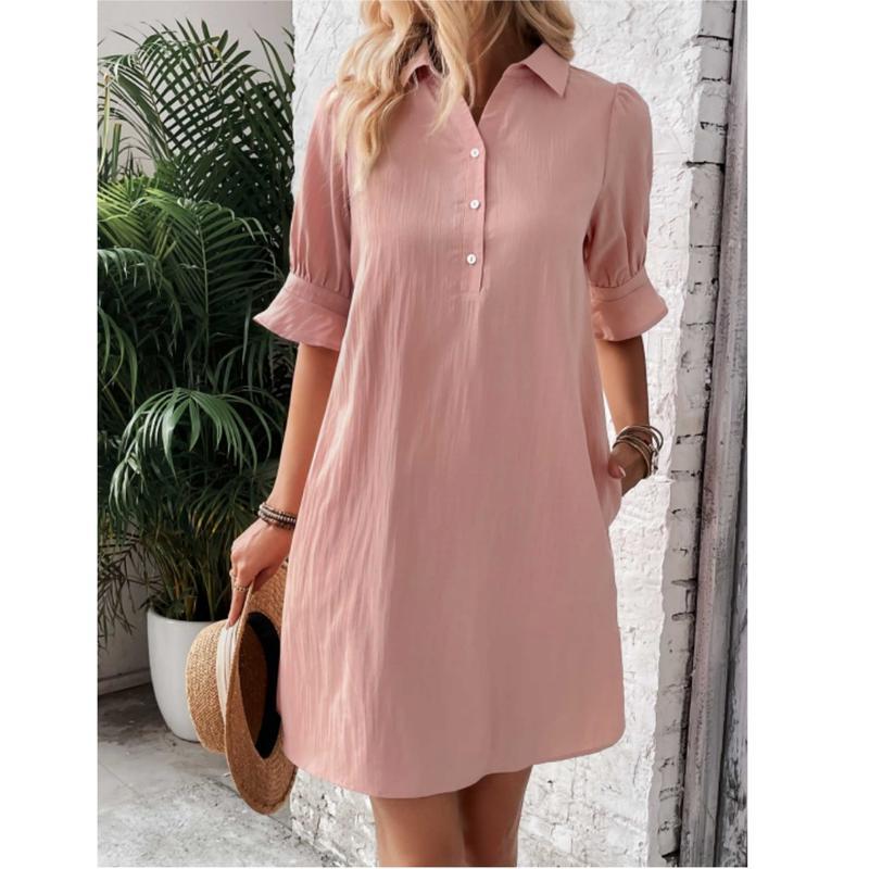 Harper | Women's Button-Down Shirt Dress 3/4 Sleeve Knee Length