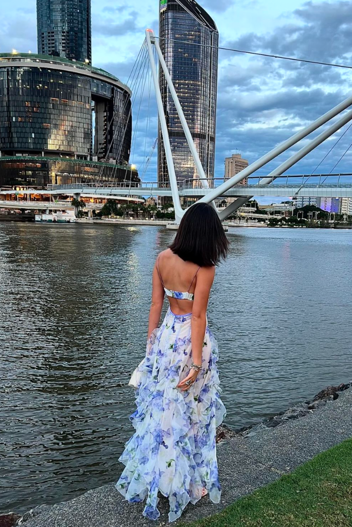 Eloise | Women's Wedding Guest Lace Floral Maxi Dress for Garden Wedding