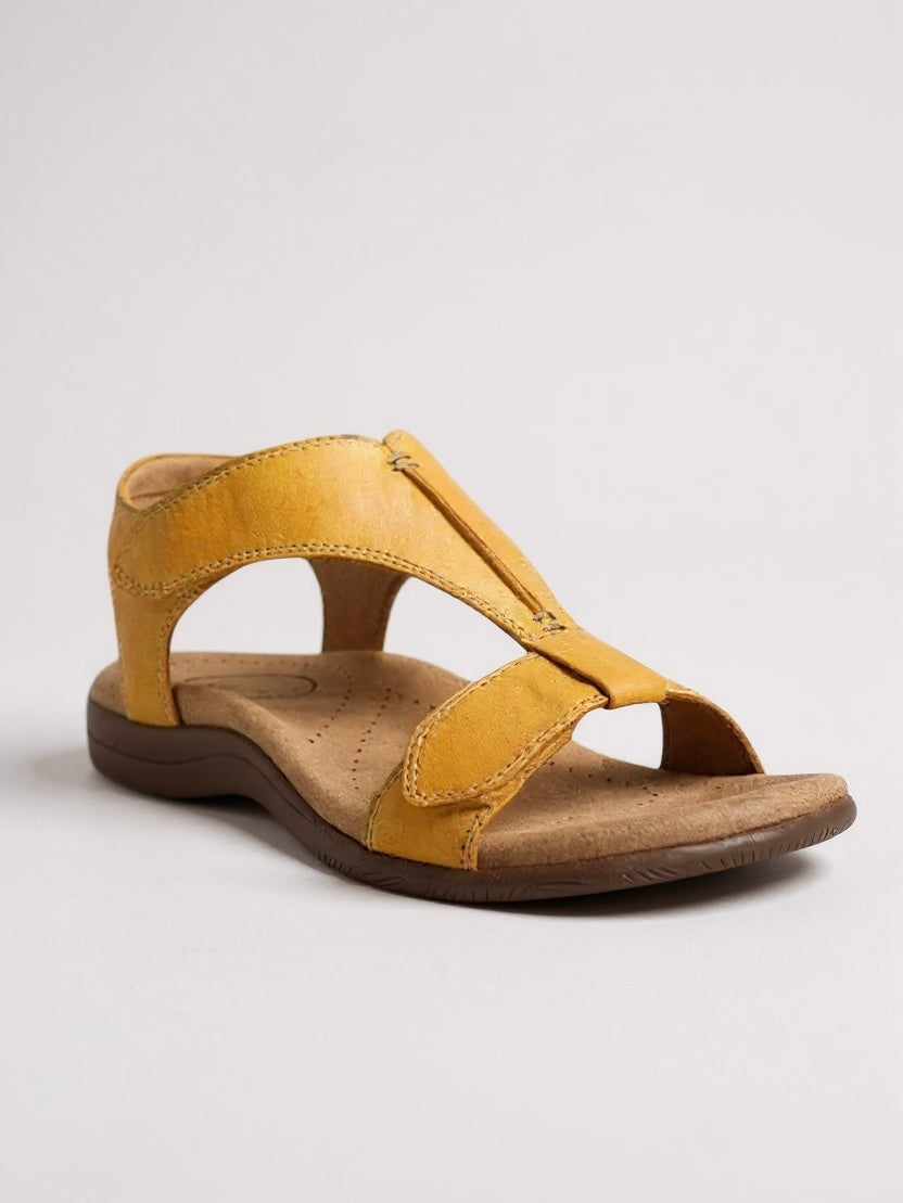 Dove | Women's Flat Cushioned T-Strap Sandals for Walking