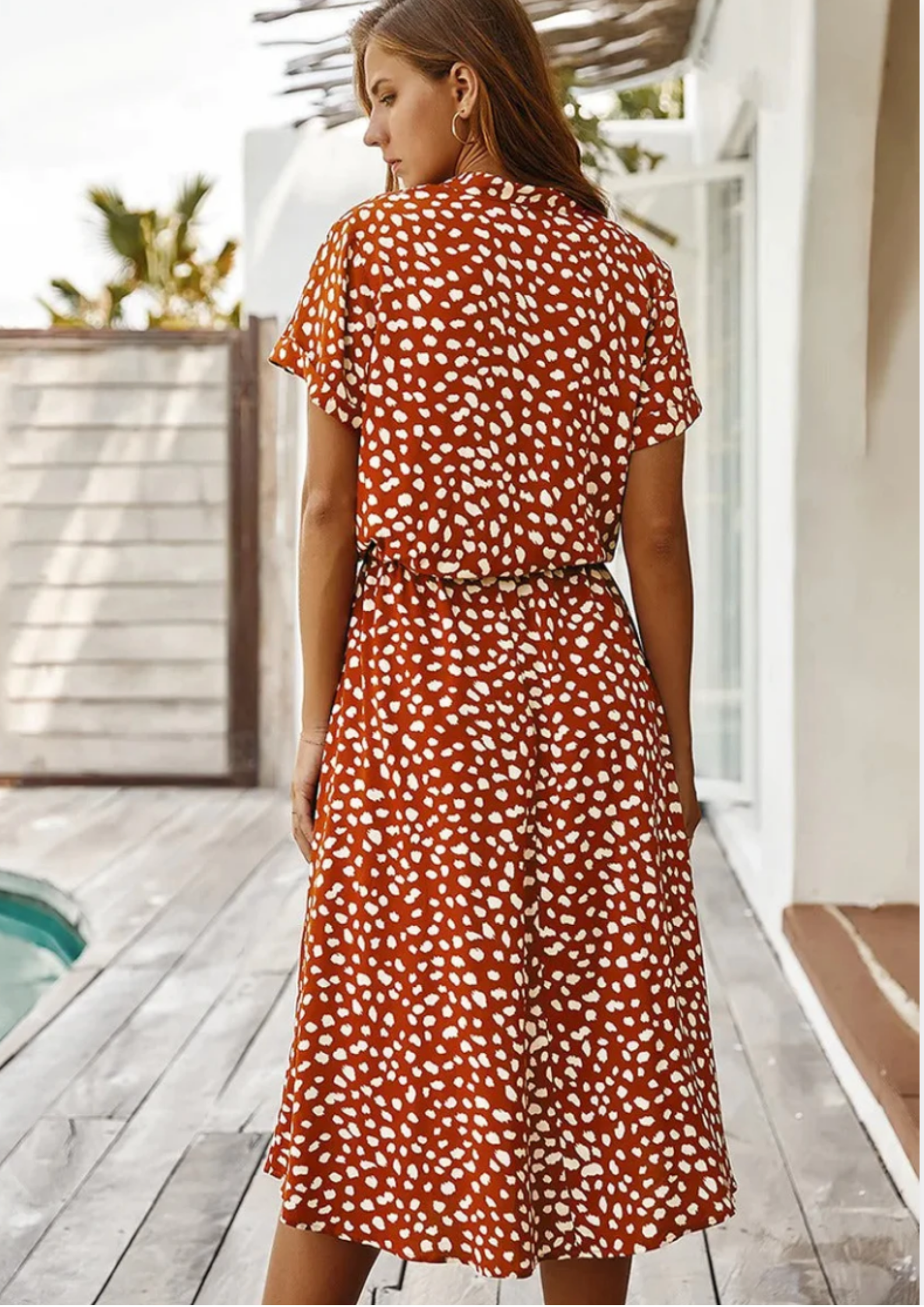Sienna | Women's Spotted Print Button-Down Midi Dress