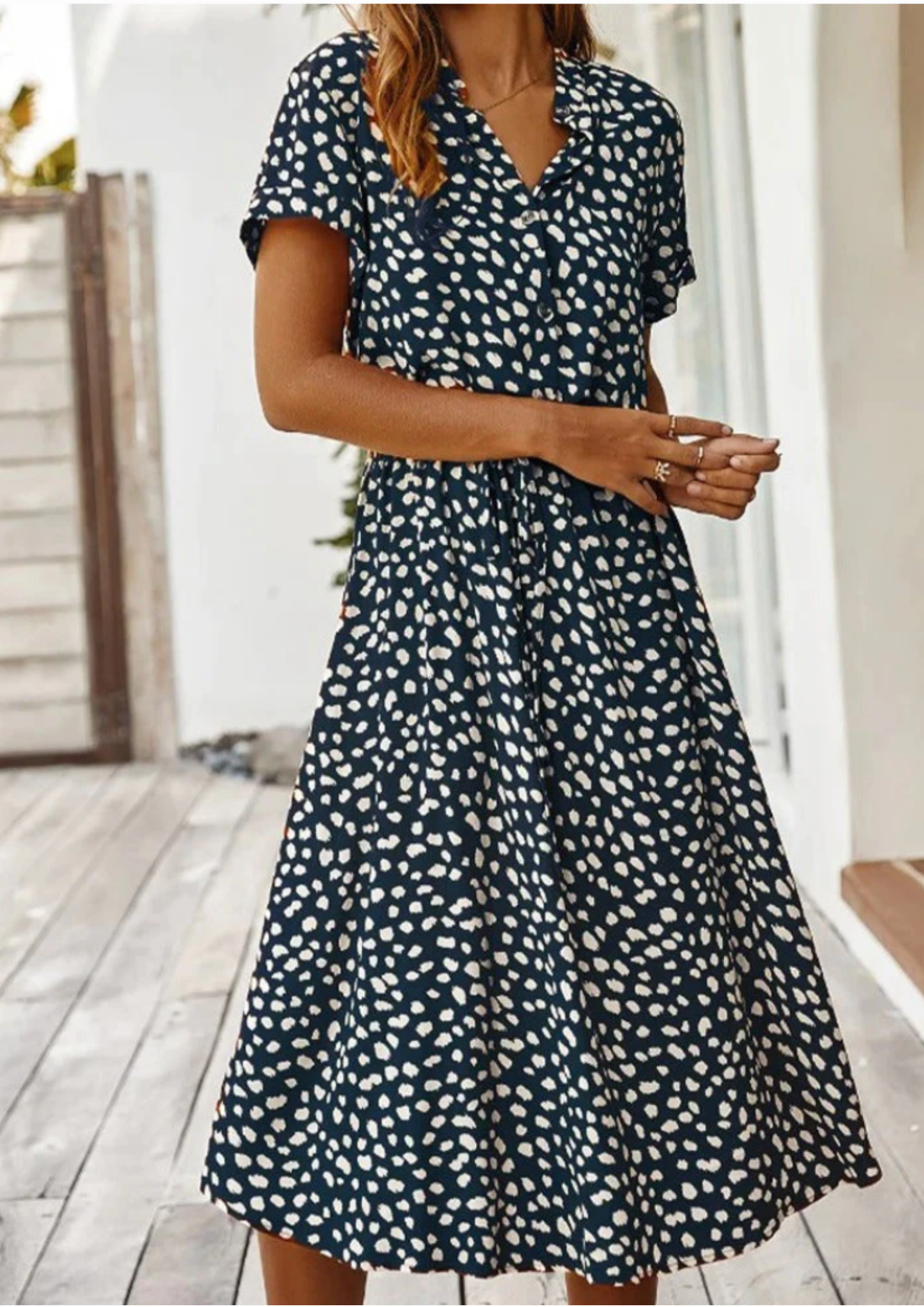 Sienna | Women's Spotted Print Button-Down Midi Dress