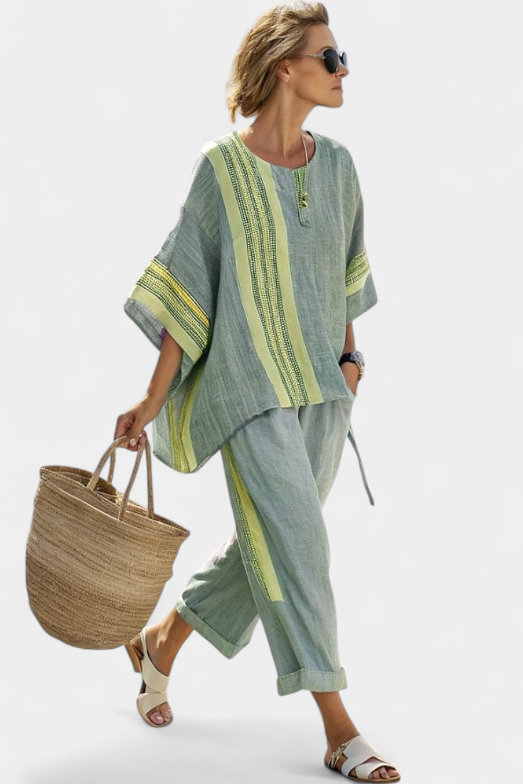 Via | Women's Two-Piece Set Oversized Top & Tapered Pants