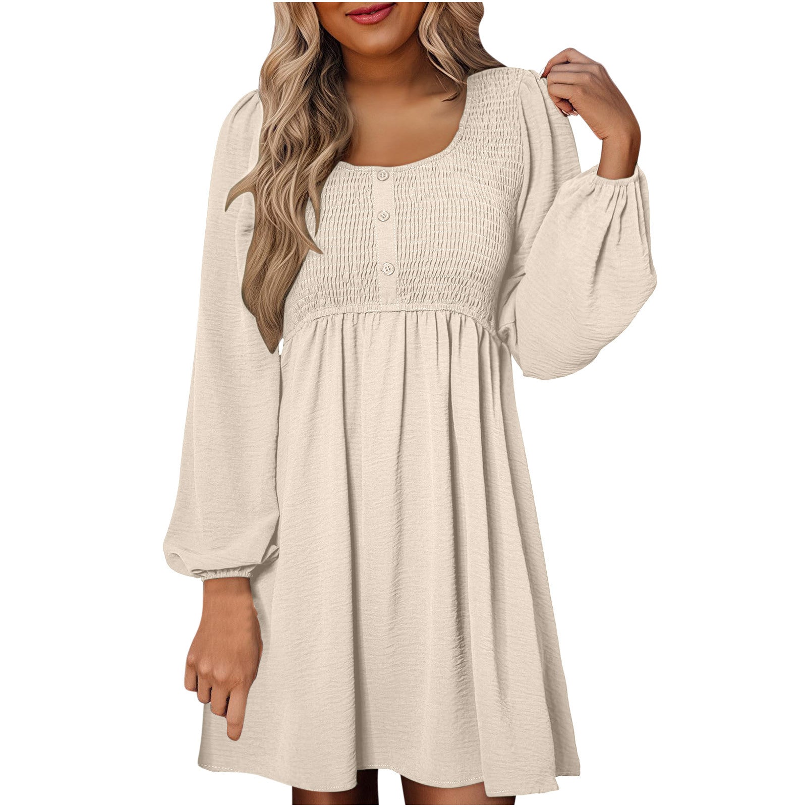 Autumn | Women's Smocked Empire Waist Long Sleeve Mini Dress