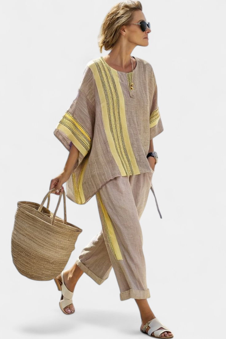 Via | Women's Two-Piece Set Oversized Top & Tapered Pants