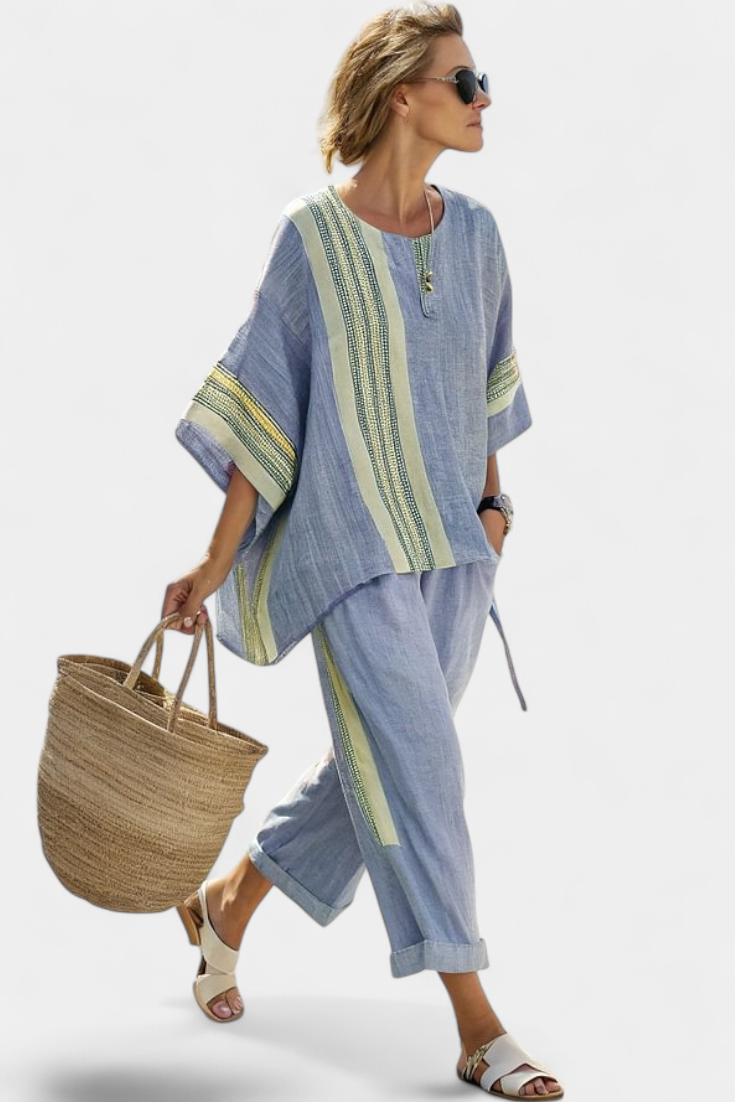 Via | Women's Two-Piece Set Oversized Top & Tapered Pants