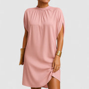 Rosie | Women's Mock Neck Batwing Split Sleeve Midi Dress