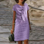 Celeste | Women's Bow Neck Short Sleeve Midi Dress