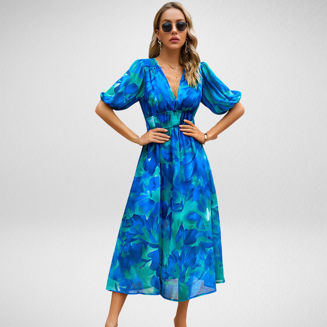 Violet | Women's V Neck Flowy Elegant Dress
