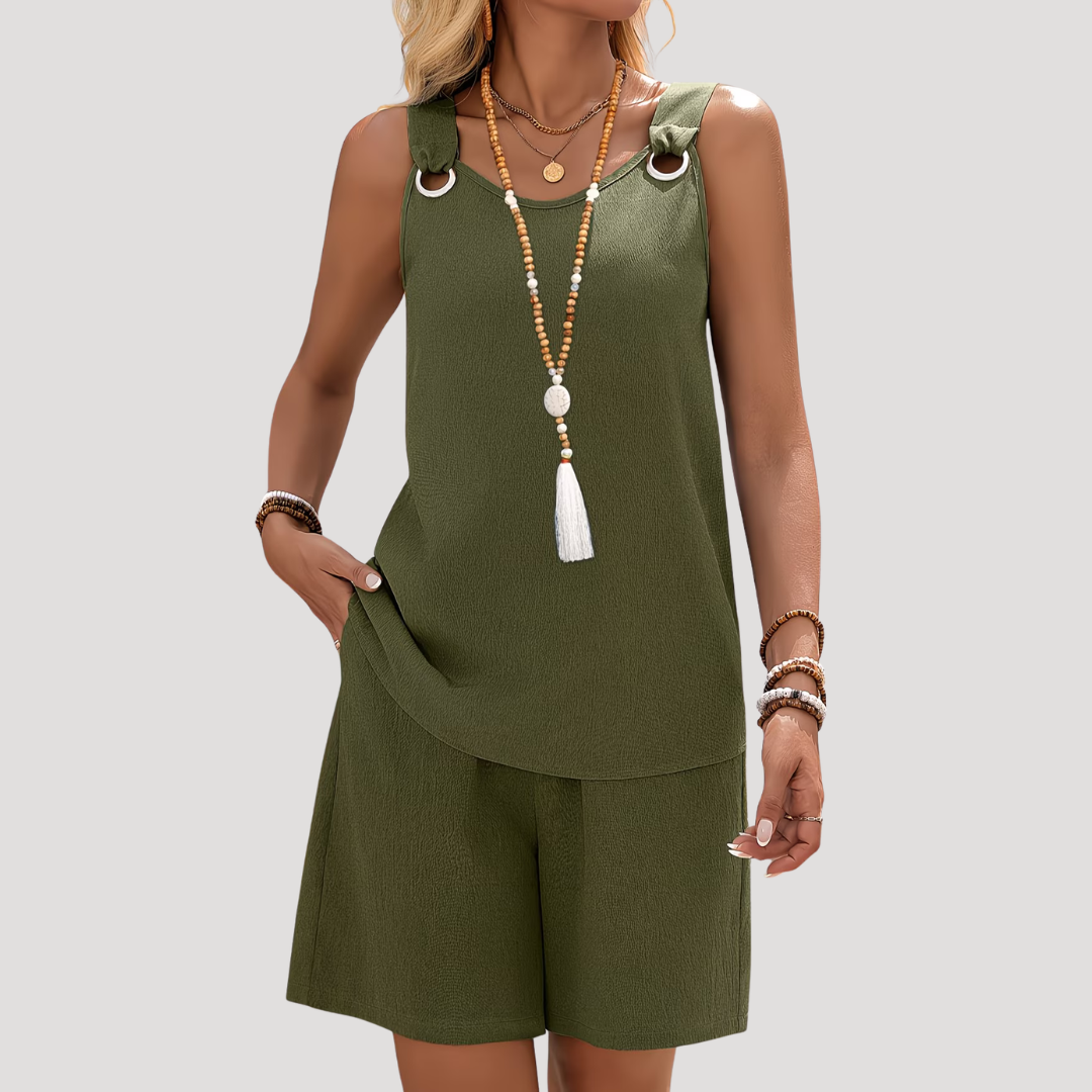 Adriana | Women's Ring Detail Two Piece Shorts Set