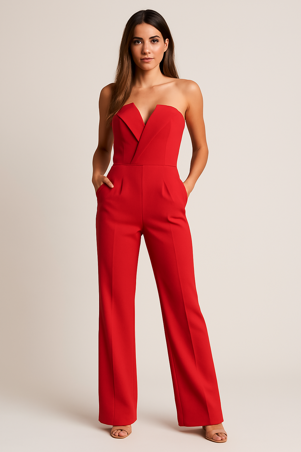 Alessia | Women's Strapless Wide Leg Formal Jumpsuit