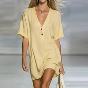Amelia | Women's V Neck Short Sleeve Shirt Dress