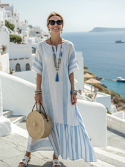 Anastasia | Women's Striped Short Sleeve Maxi Dress