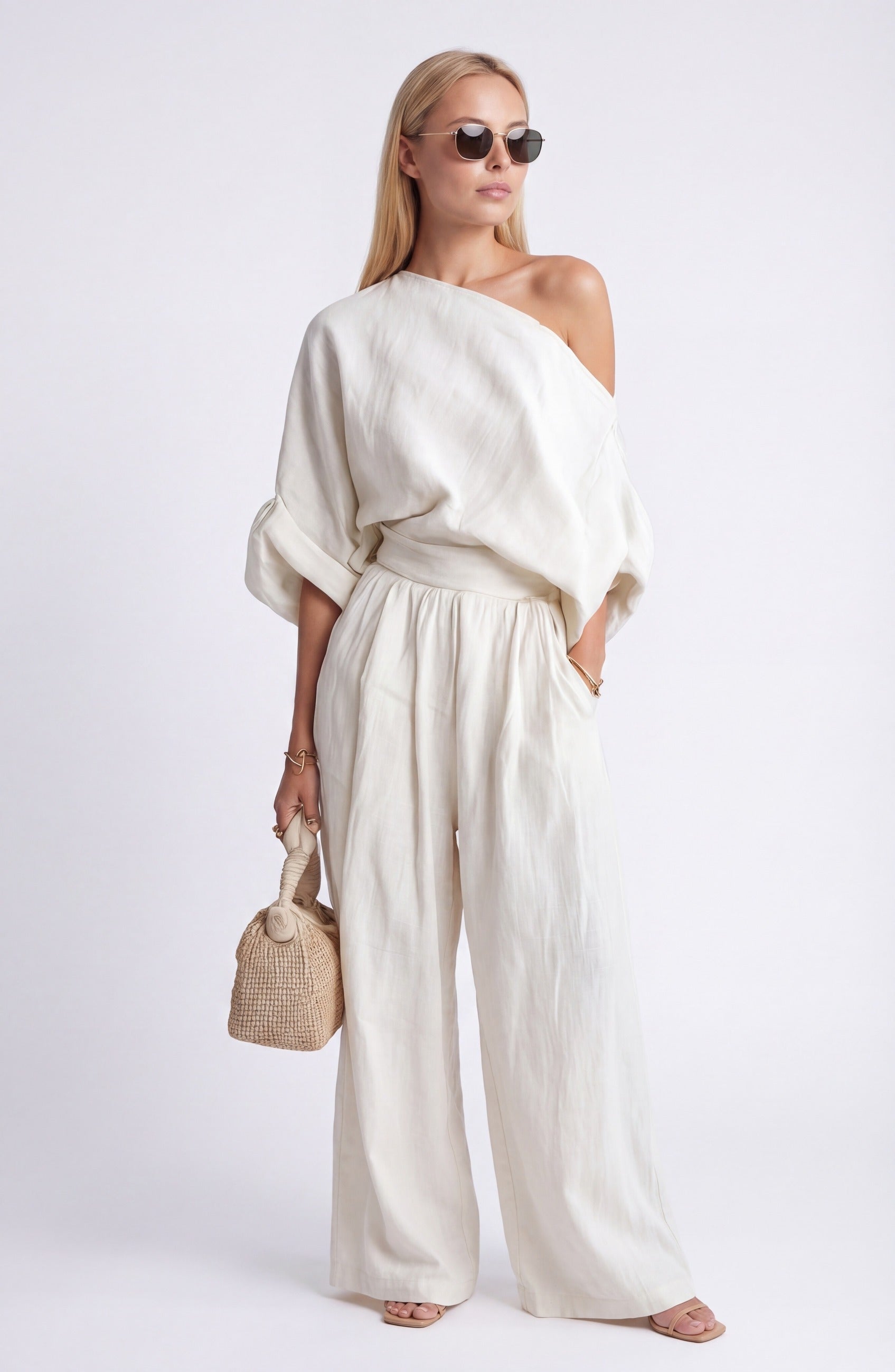 Anwen | Women's Two Piece Set Wide Leg Pants & Blouse