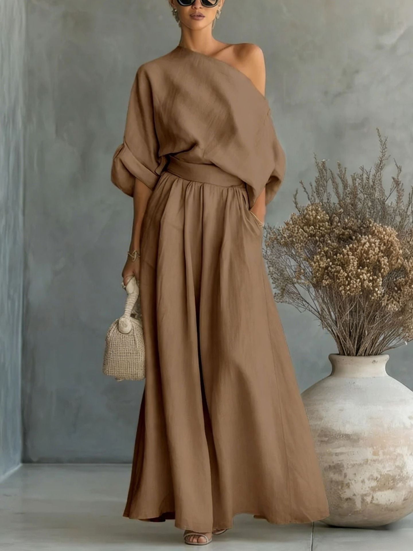 Anwen | Women's Two Piece Set Wide Leg Pants & Blouse