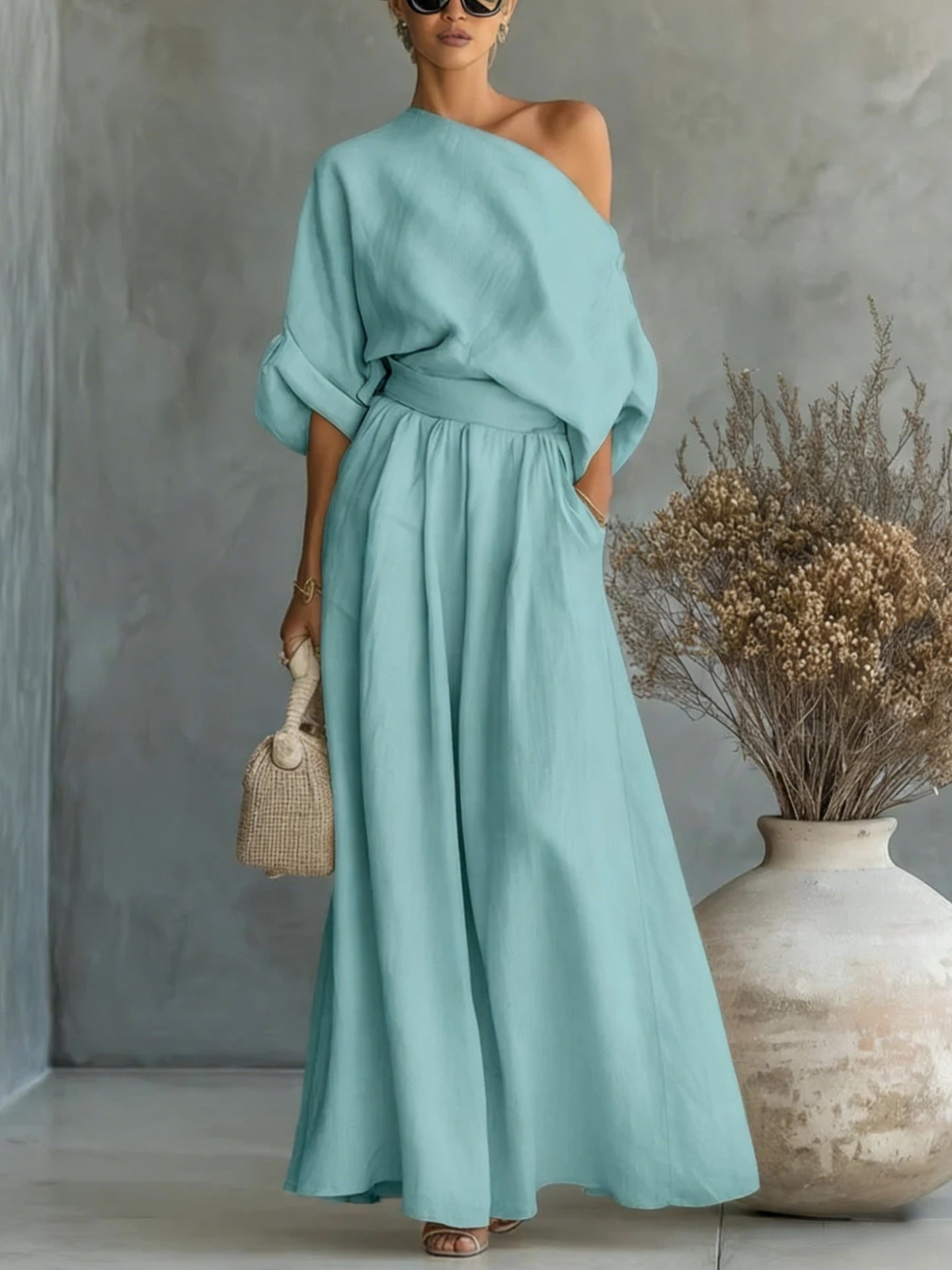Anwen | Women's Two Piece Set Wide Leg Pants & Blouse