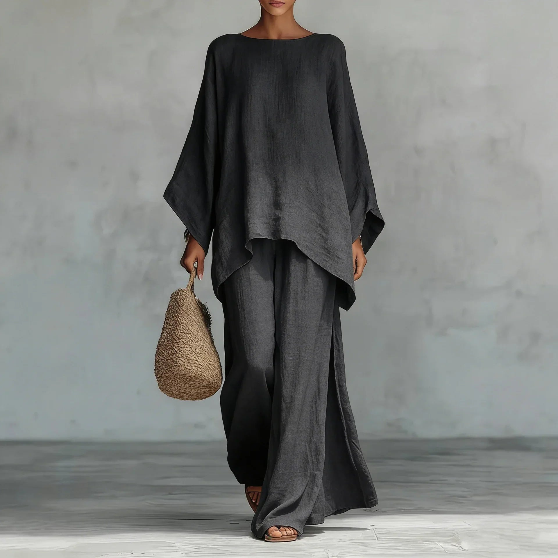 Beatrice | Women's Oversized Round Neck Wide Leg Set