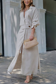 Camille | Women's Collared Belted Maxi Dress
