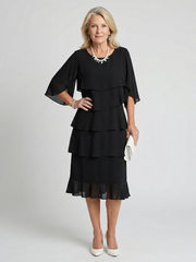 Cassia | Women's Tiered Flutter Sleeve Midi Dress