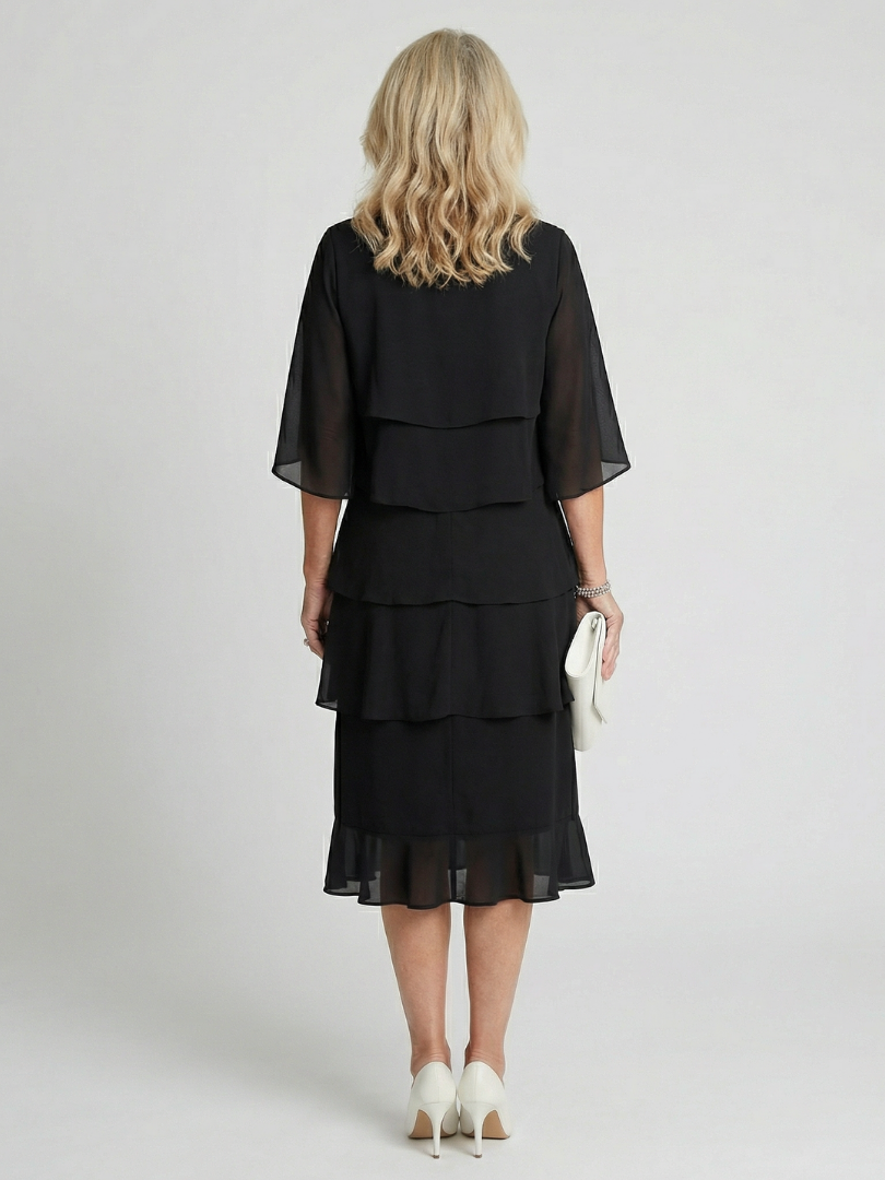 Cassia | Women's Tiered Flutter Sleeve Midi Dress