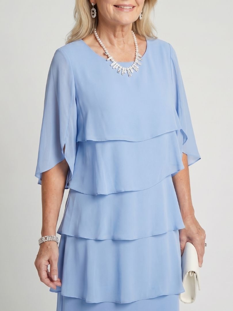 Cassia | Women's Tiered Flutter Sleeve Midi Dress