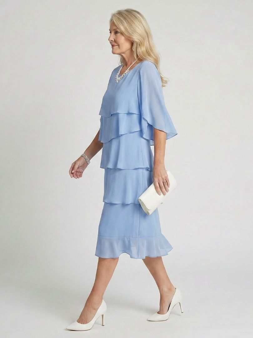 Cassia | Women's Tiered Flutter Sleeve Midi Dress