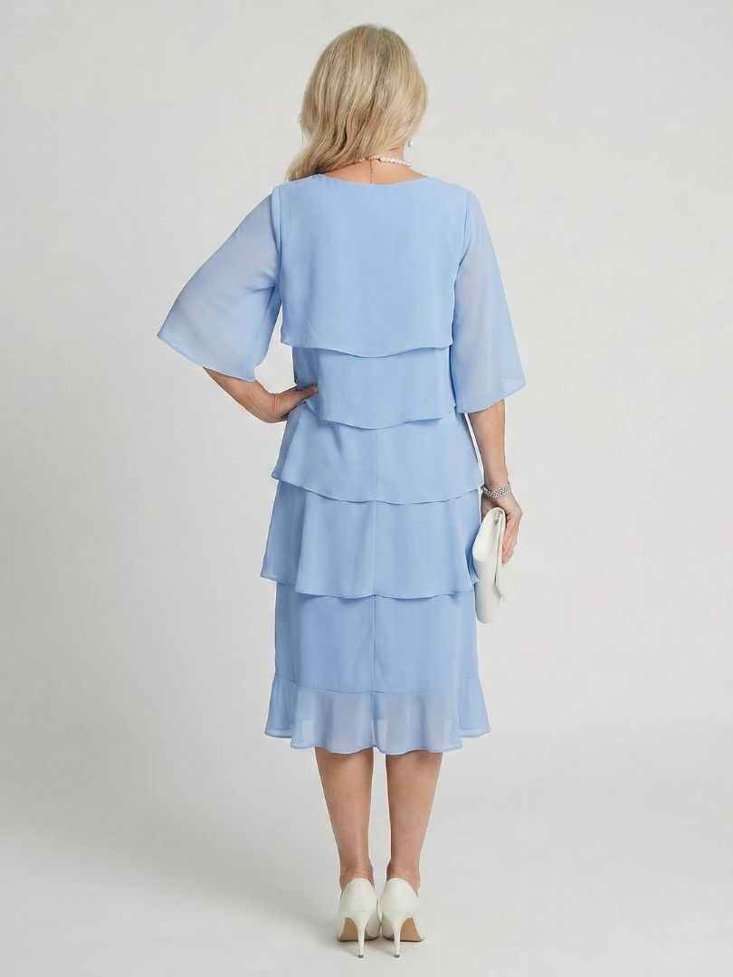 Cassia | Women's Tiered Flutter Sleeve Midi Dress