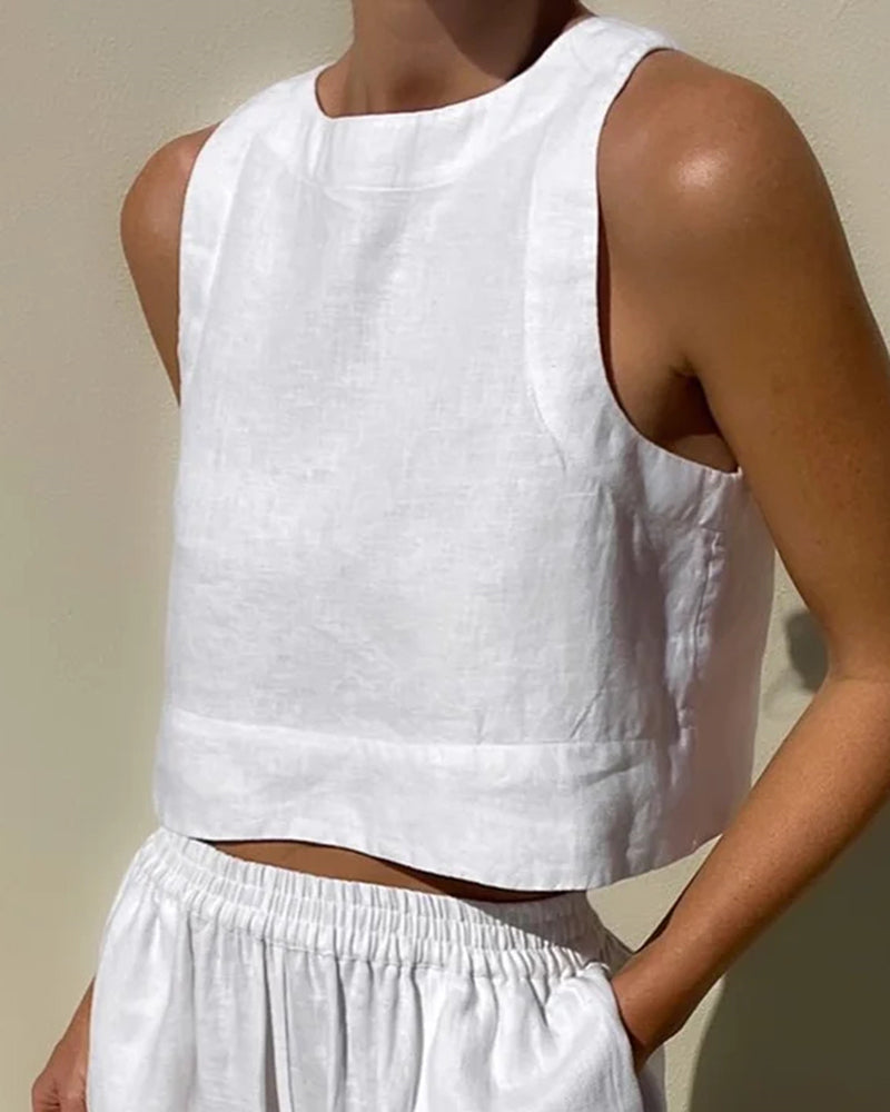 Salina | Women's Two Piece Set Crop Top Wide Leg Pants
