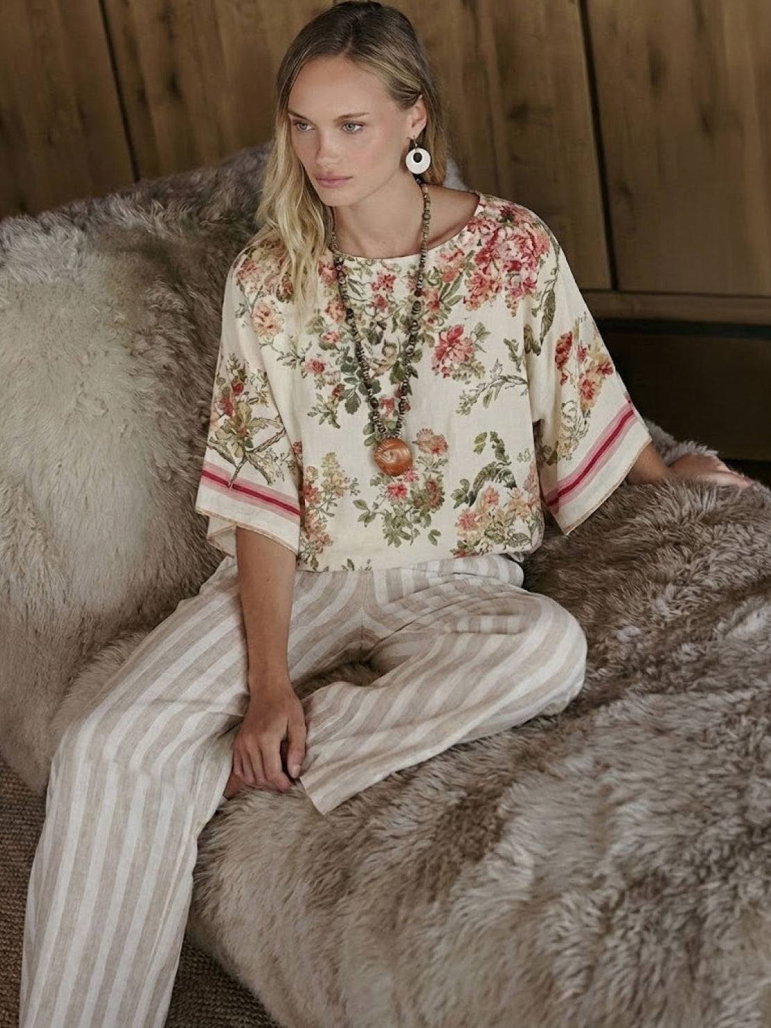 Paloma | Women's Casual Striped Wide-Leg Pants and Tee Two-Piece Set