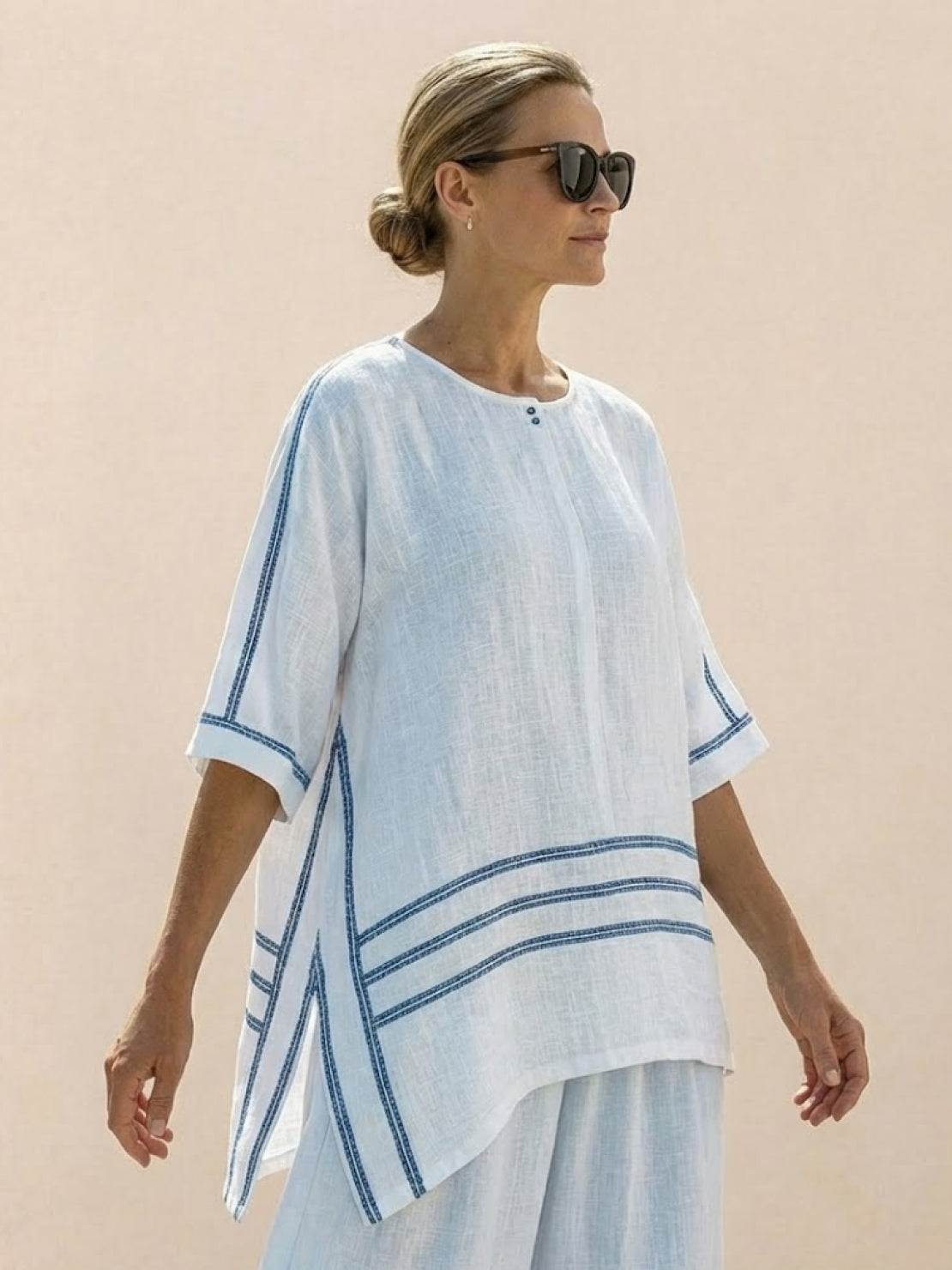 Paloma | Women's Casual Striped Wide-Leg Pants and Tee Two-Piece Set