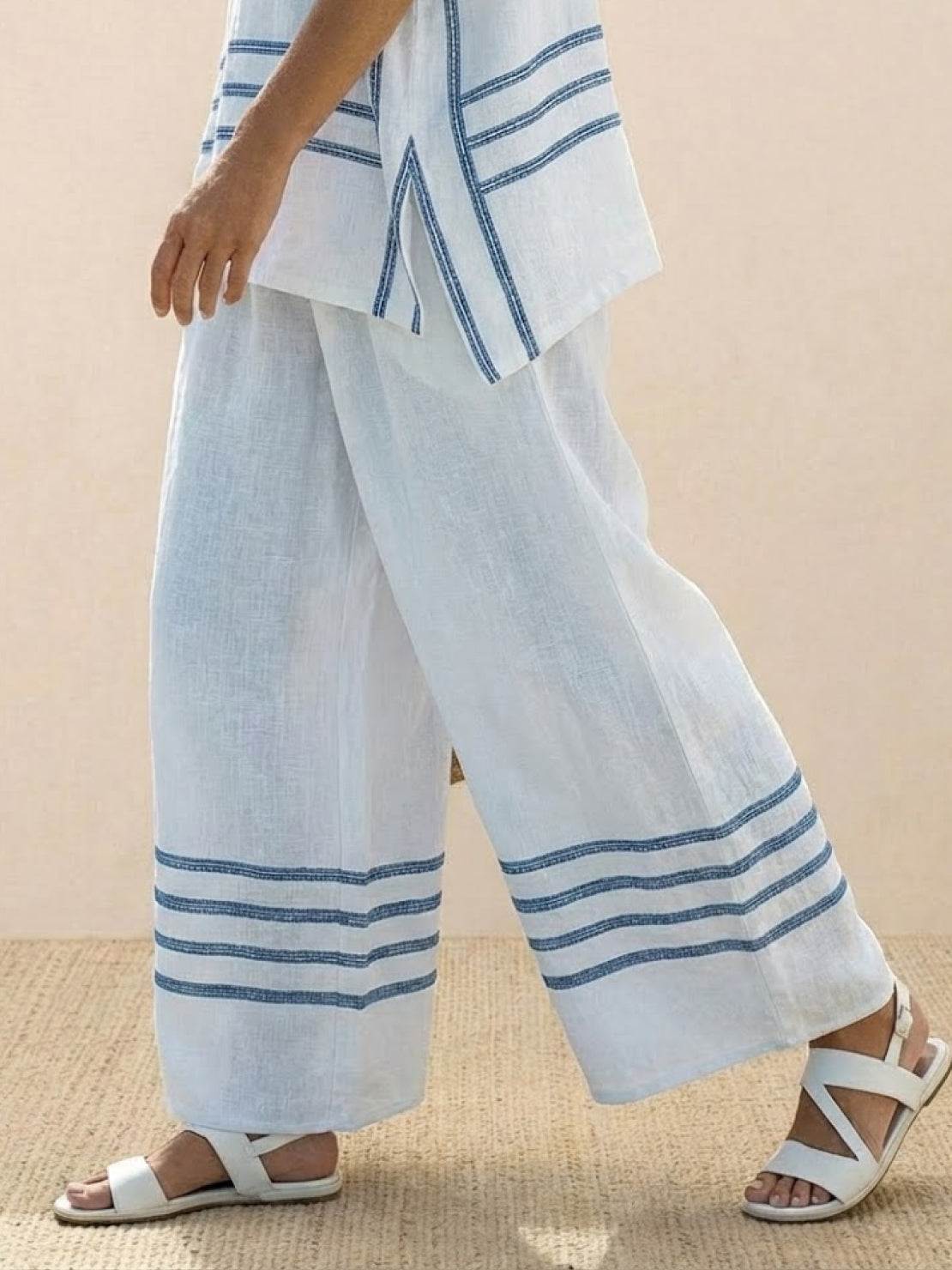 Paloma | Women's Casual Striped Wide-Leg Pants and Tee Two-Piece Set