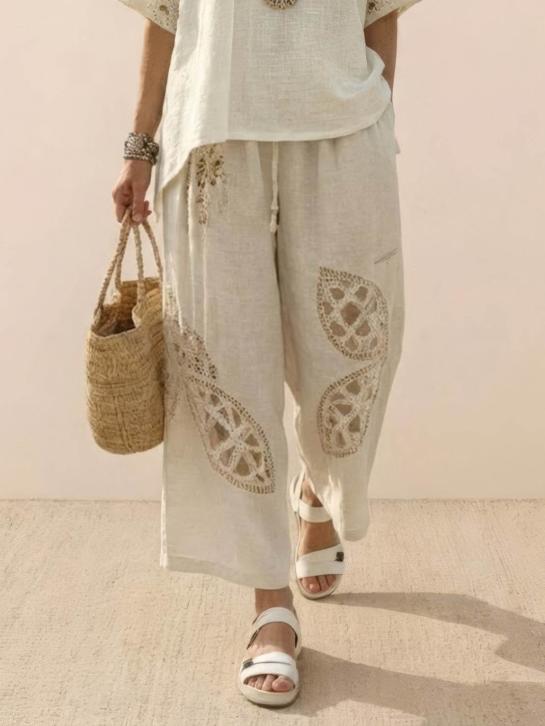 Paloma | Women's Casual Striped Wide-Leg Pants and Tee Two-Piece Set