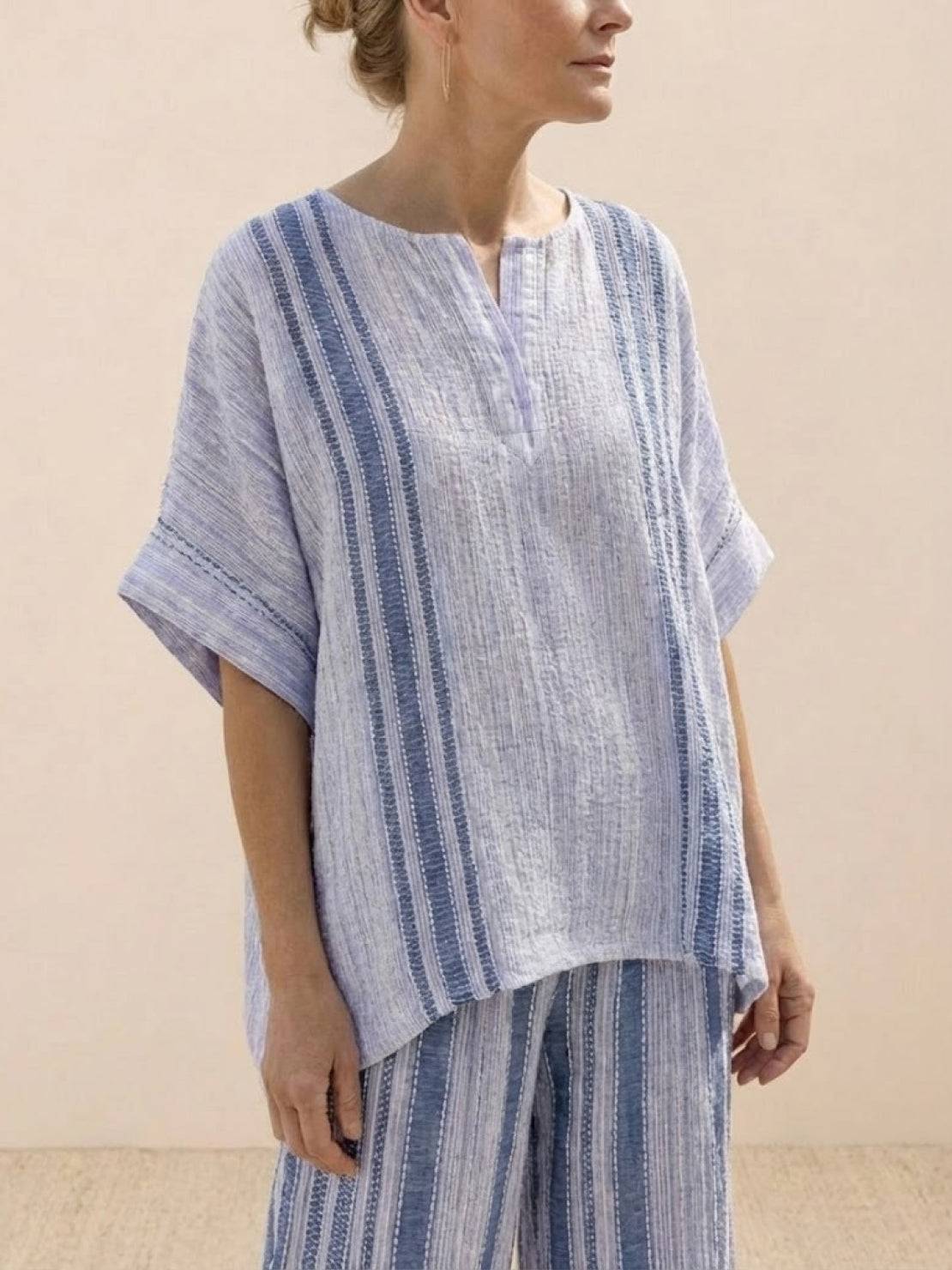 Paloma | Women's Casual Striped Wide-Leg Pants and Tee Two-Piece Set