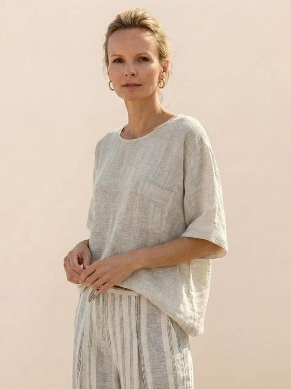 Paloma | Women's Casual Striped Wide-Leg Pants and Tee Two-Piece Set