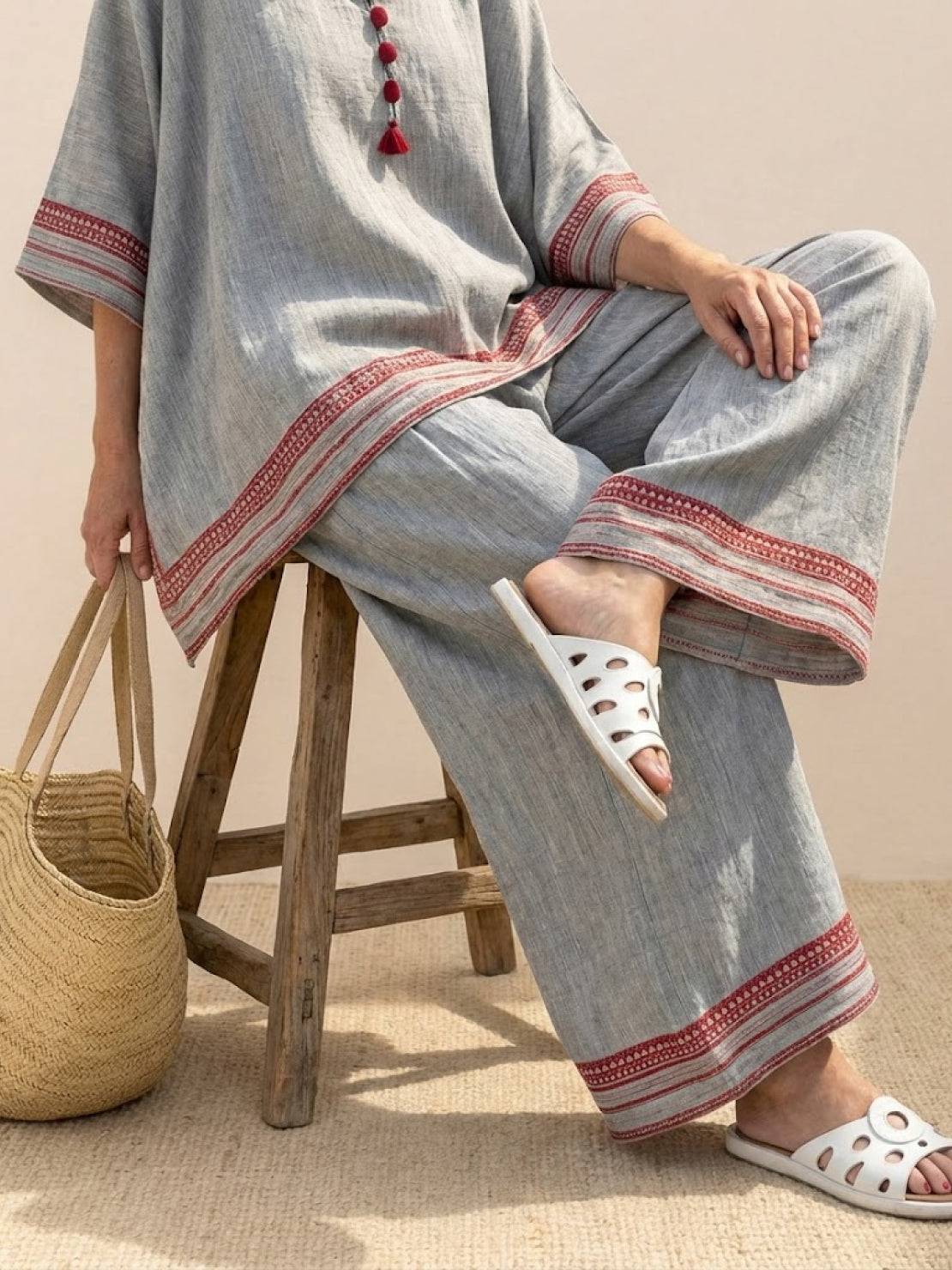 Paloma | Women's Casual Striped Wide-Leg Pants and Tee Two-Piece Set