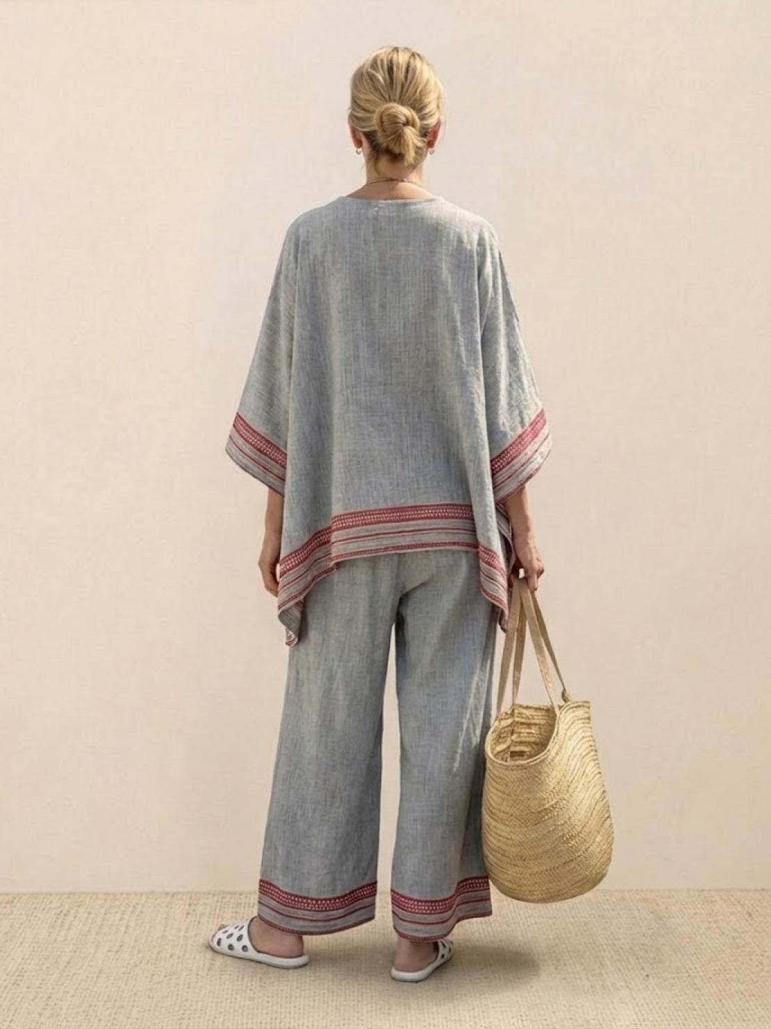Paloma | Women's Casual Striped Wide-Leg Pants and Tee Two-Piece Set