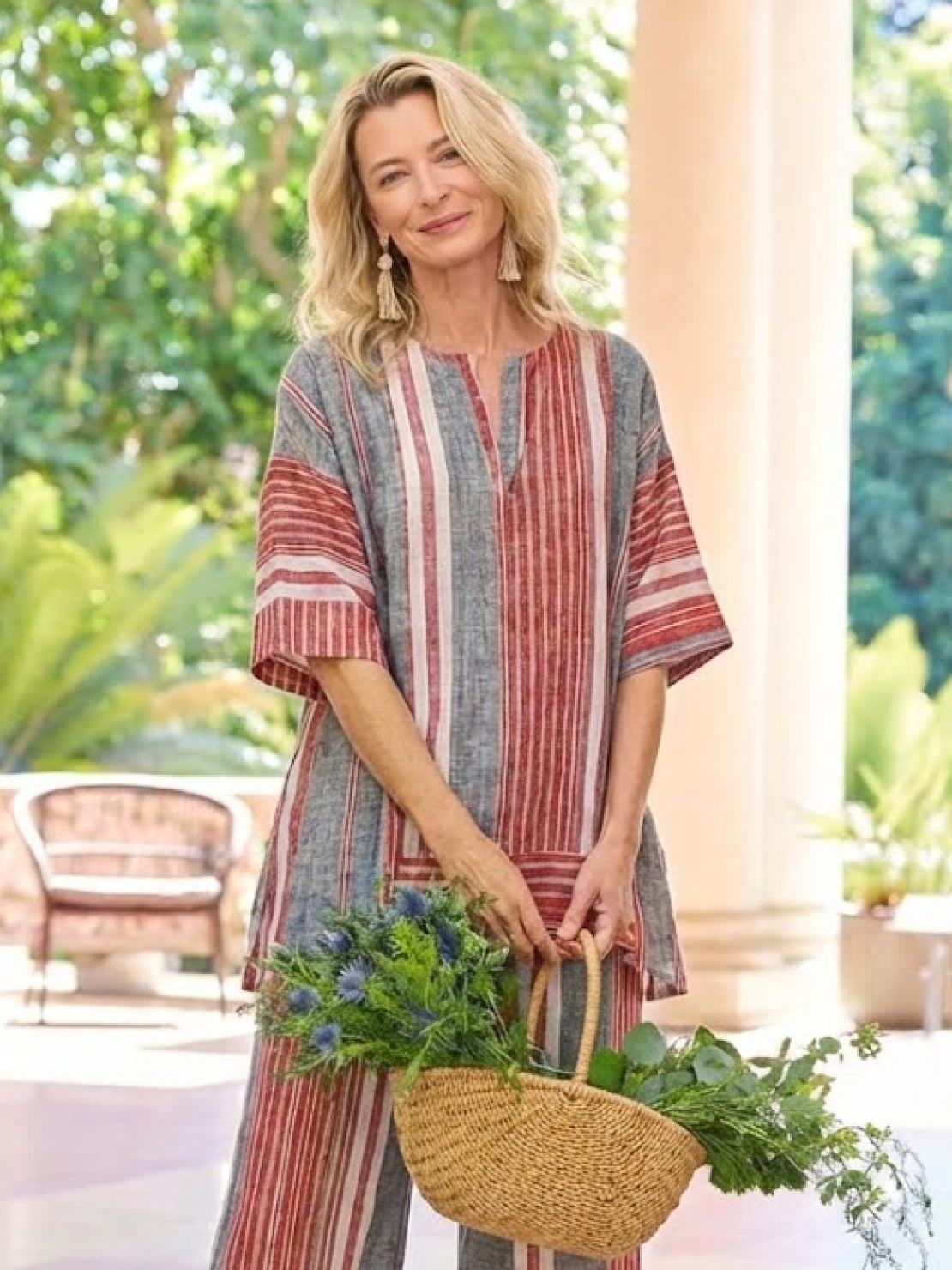 Paloma | Women's Casual Striped Wide-Leg Pants and Tee Two-Piece Set