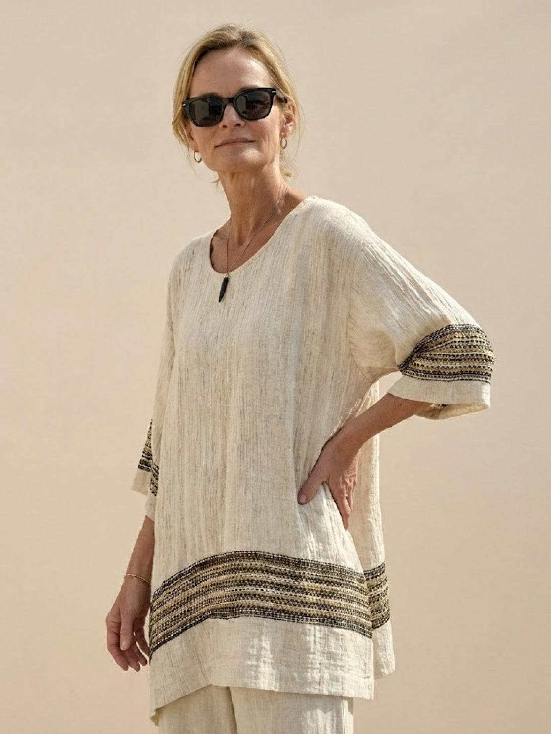 Paloma | Women's Casual Striped Wide-Leg Pants and Tee Two-Piece Set