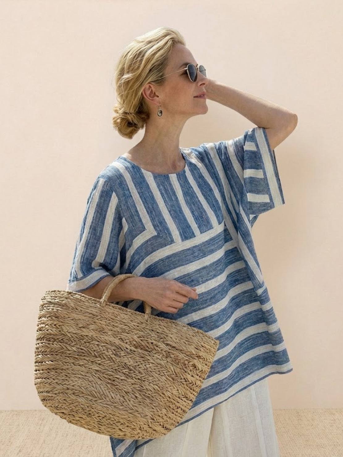 Paloma | Women's Casual Striped Wide-Leg Pants and Tee Two-Piece Set