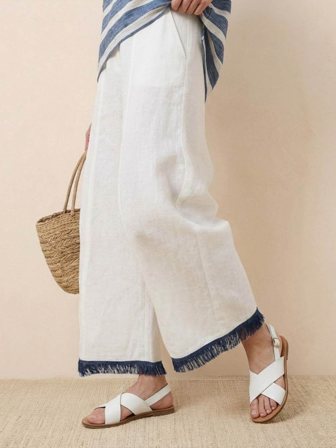 Paloma | Women's Casual Striped Wide-Leg Pants and Tee Two-Piece Set