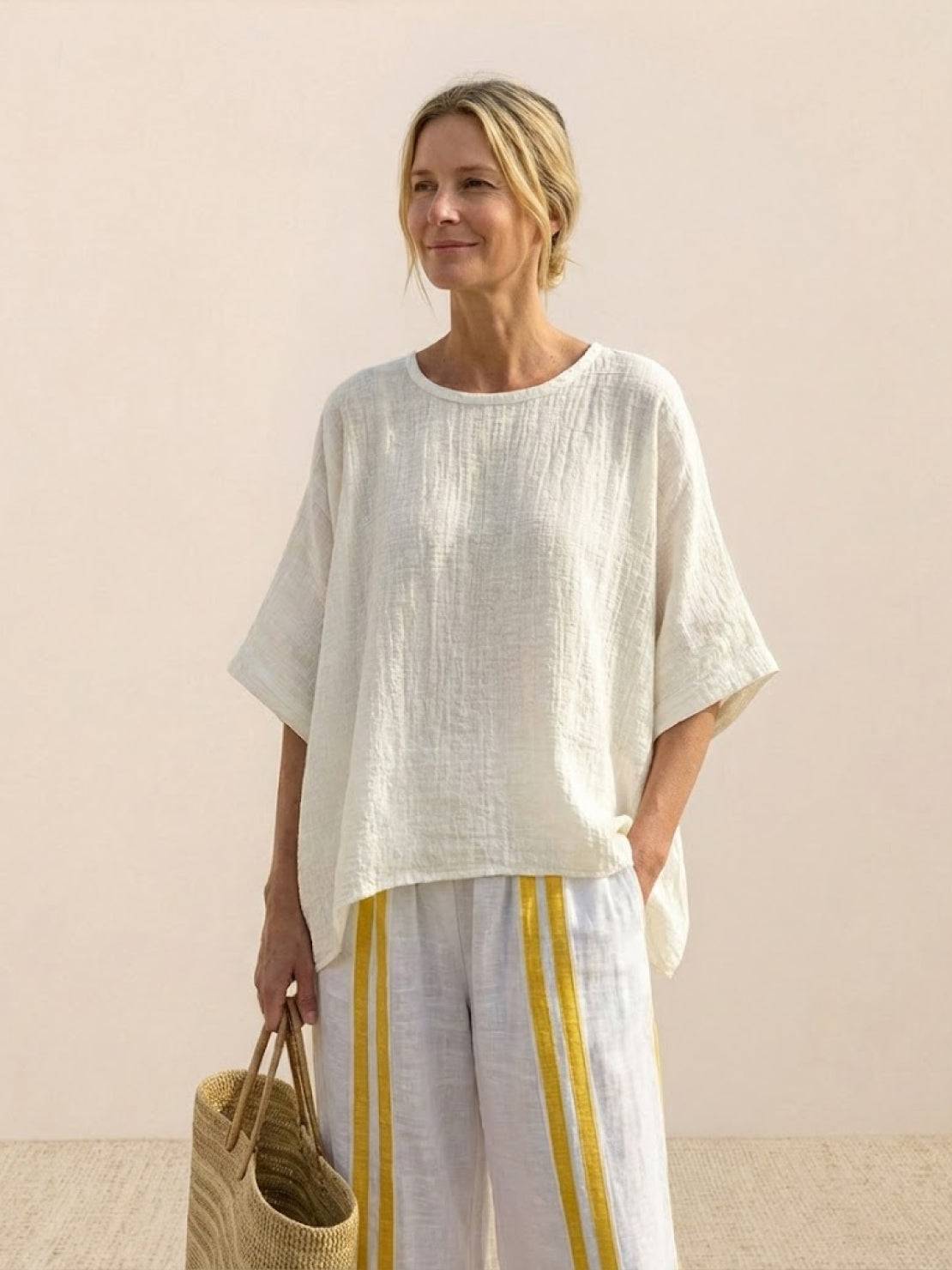 Paloma | Women's Casual Striped Wide-Leg Pants and Tee Two-Piece Set