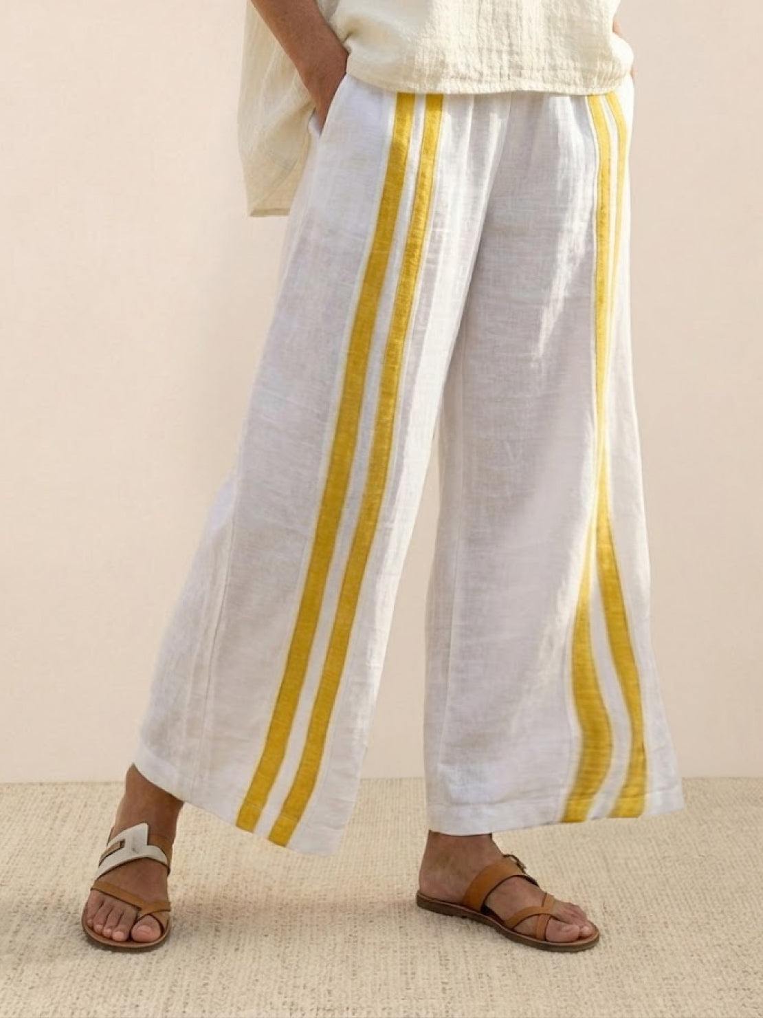 Paloma | Women's Casual Striped Wide-Leg Pants and Tee Two-Piece Set