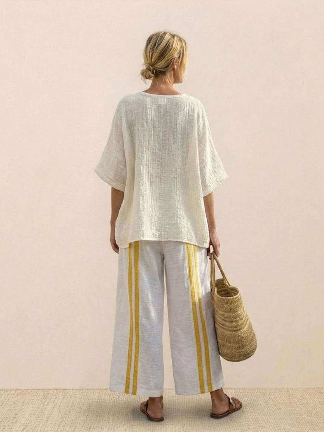 Paloma | Women's Casual Striped Wide-Leg Pants and Tee Two-Piece Set