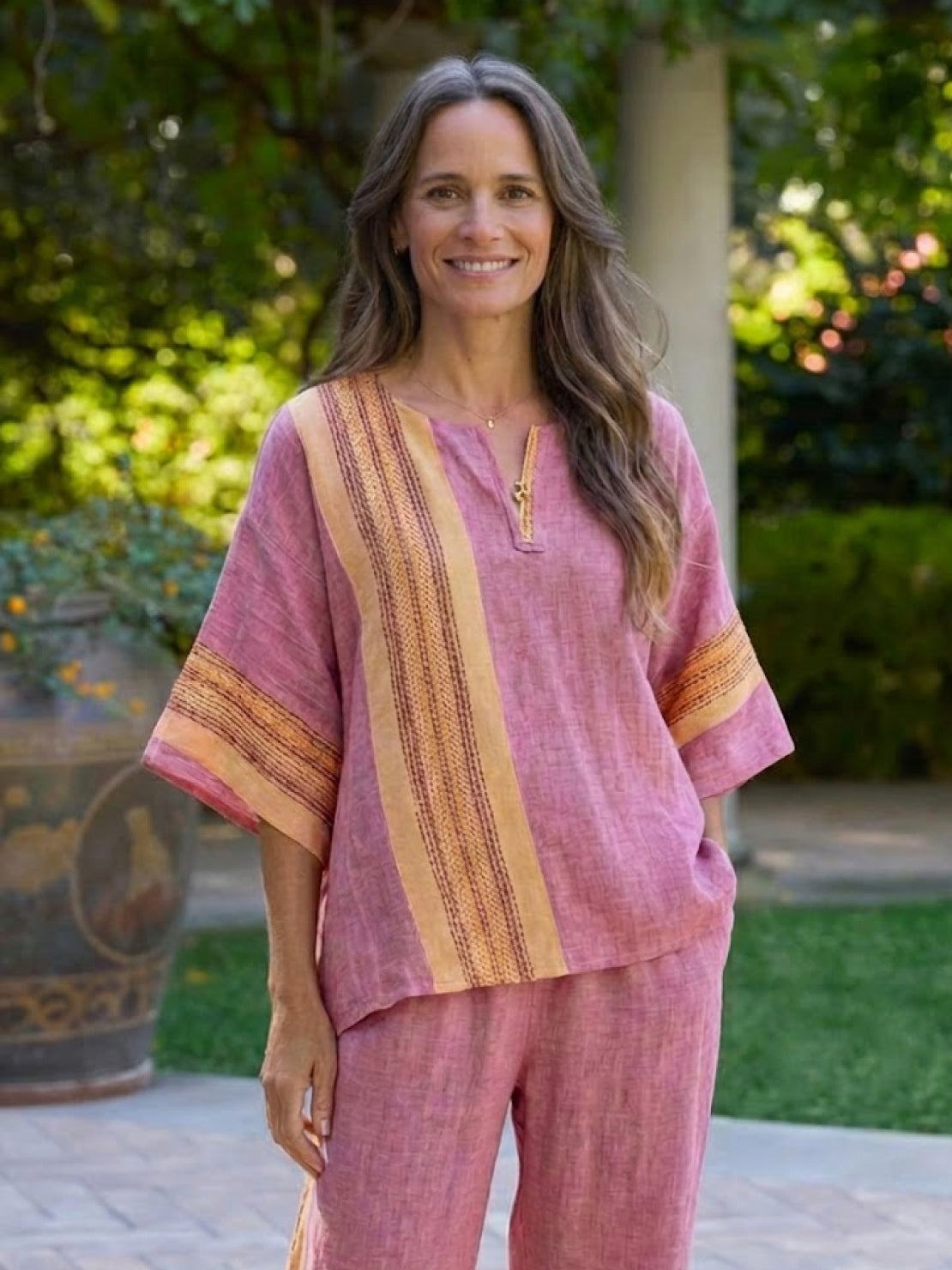 Paloma | Women's Casual Striped Wide-Leg Pants and Tee Two-Piece Set