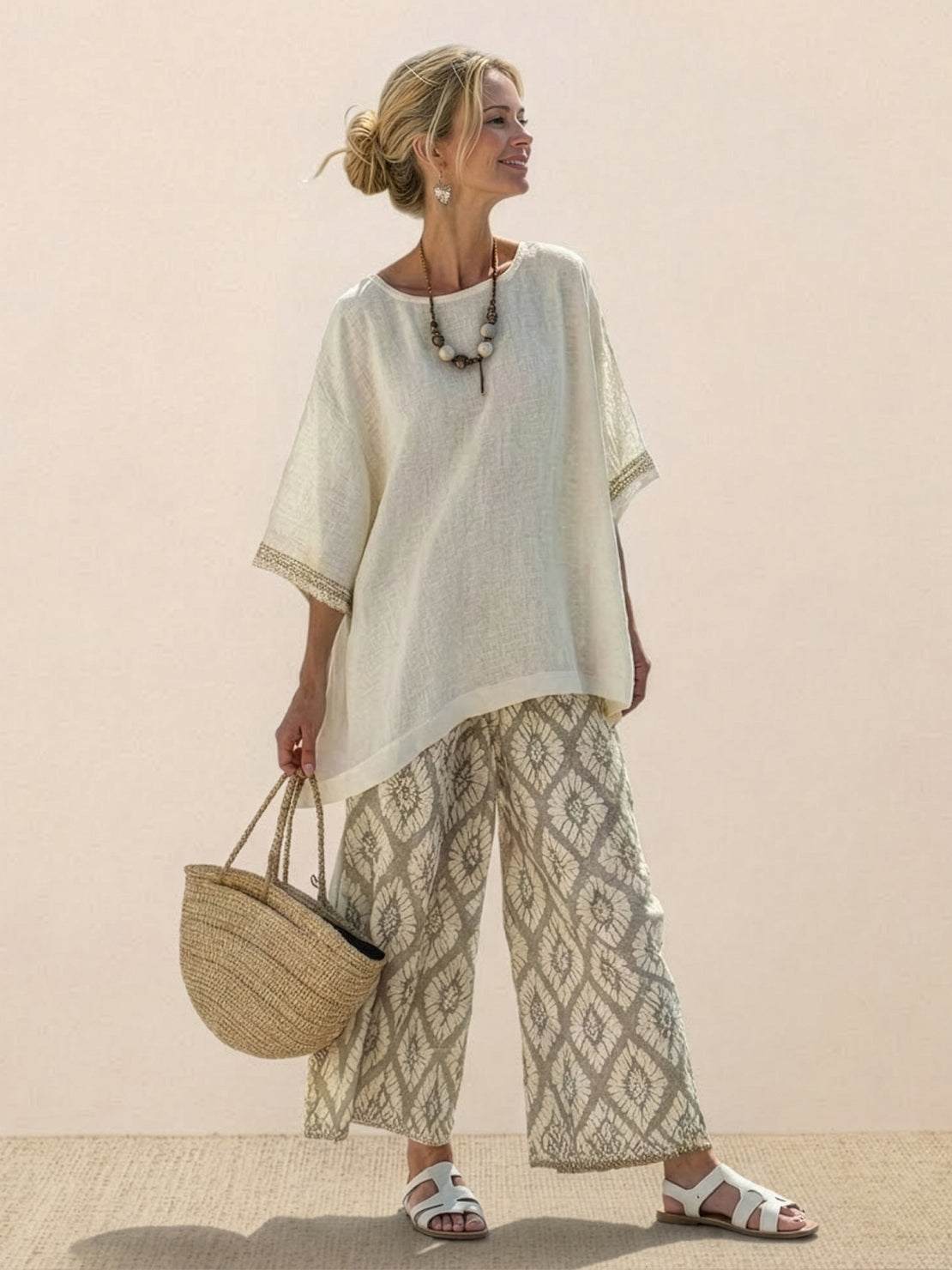 Paloma | Women's Casual Striped Wide-Leg Pants and Tee Two-Piece Set