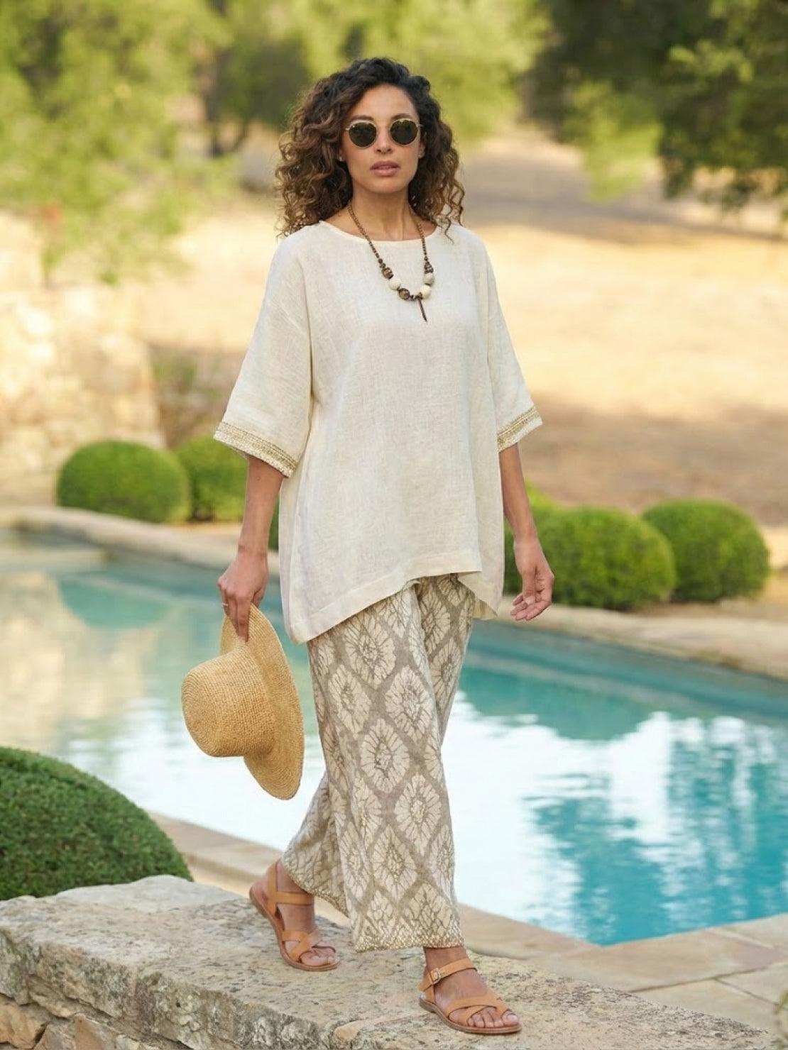 Paloma | Women's Casual Striped Wide-Leg Pants and Tee Two-Piece Set