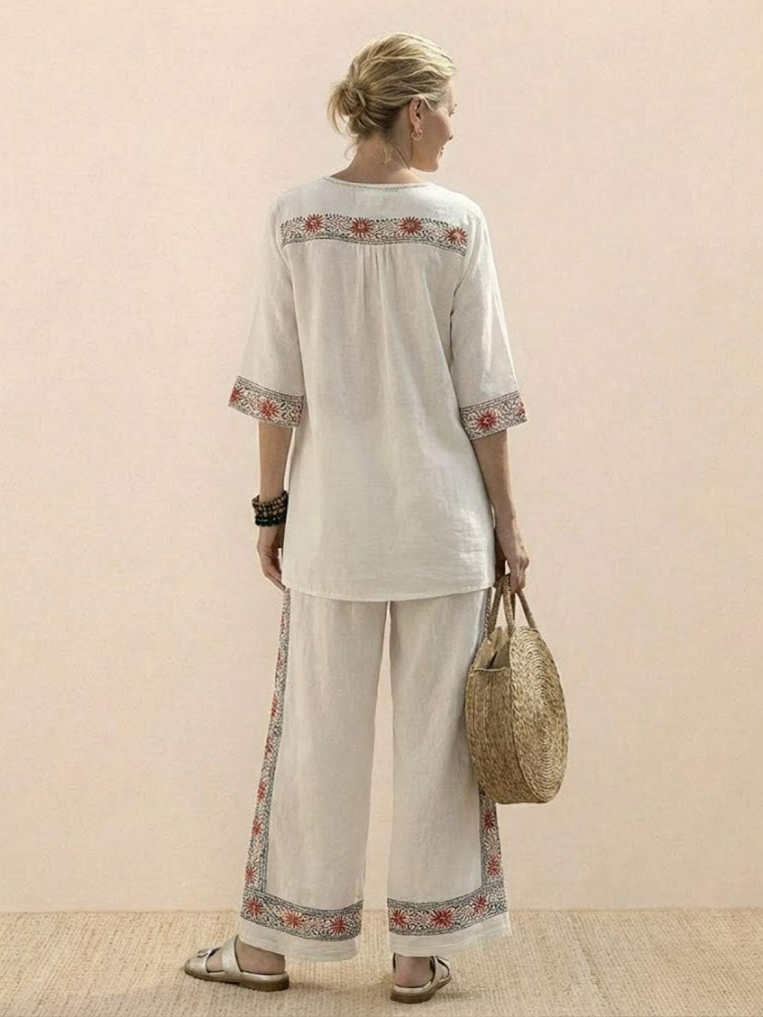 Paloma | Women's Casual Striped Wide-Leg Pants and Tee Two-Piece Set