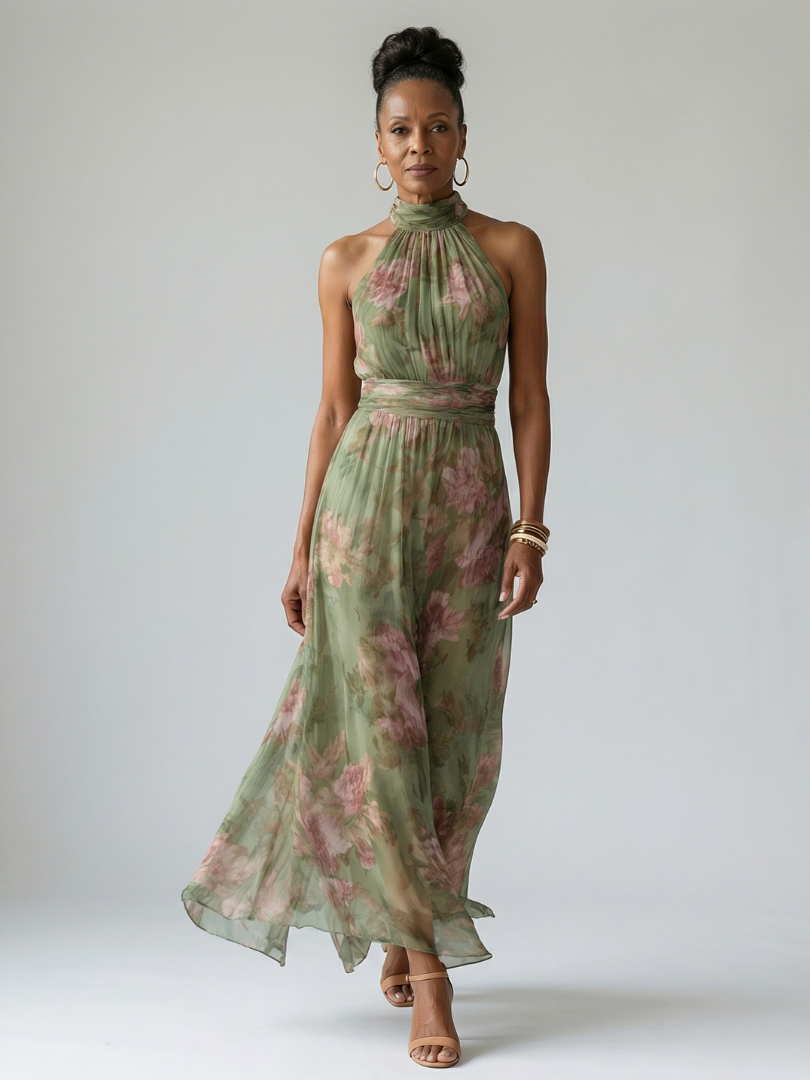 Colette | Women's Floral Halter Midi Dress