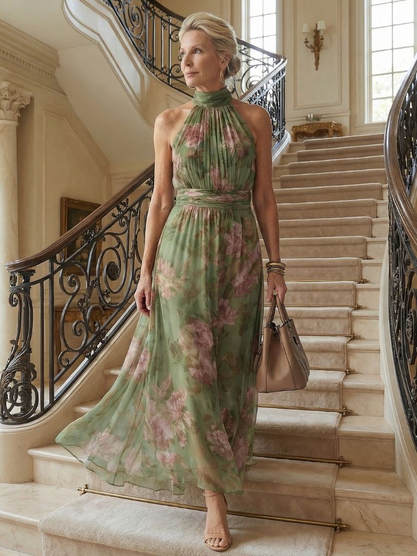 Colette | Women's Floral Halter Midi Dress