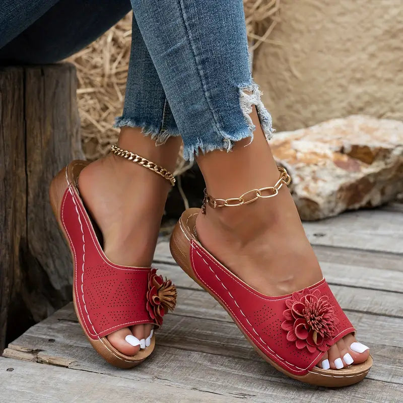 BURNIE™ WOMEN'S FLORAL OPEN TOE SLIDES