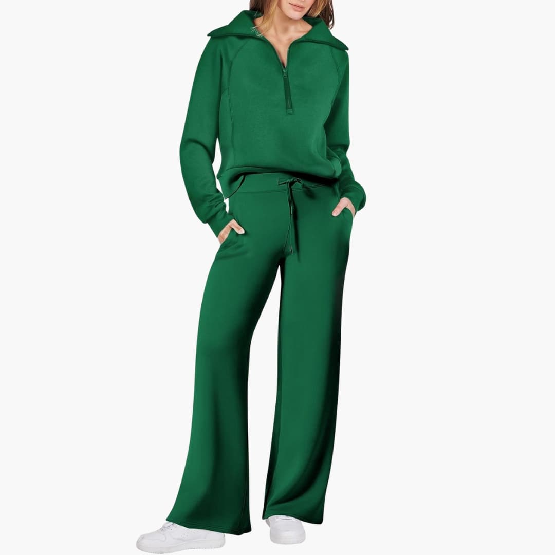 Daphne | Women's Half Zip Wide Leg Lounge Set